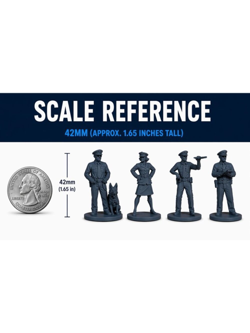 Police Figures – 8 Unpainted Resin Officers for Model Railroad & Dioramas 42mm - Picture 3 of 12